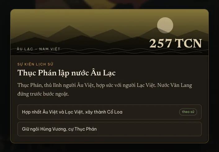 Mốc sử năm 257 TCN, Thục Phán lập nước Âu Lạc: một lựa chọn gắn nhãn theo sử và một lựa chọn rẽ nhánh.